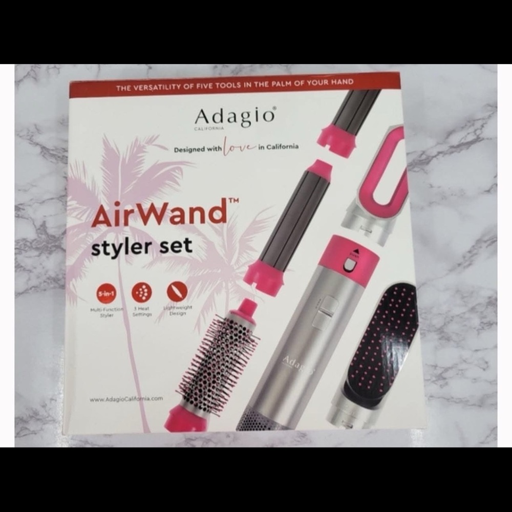 Adagio Pink and Silver AirWand Styler Set
